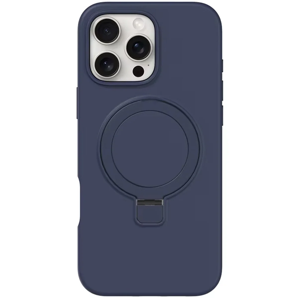 Чехол Silicone Case Full Protective NO LOGO with Ring для Apple iPhone 16 Pro Max (6.9") Dark Blue