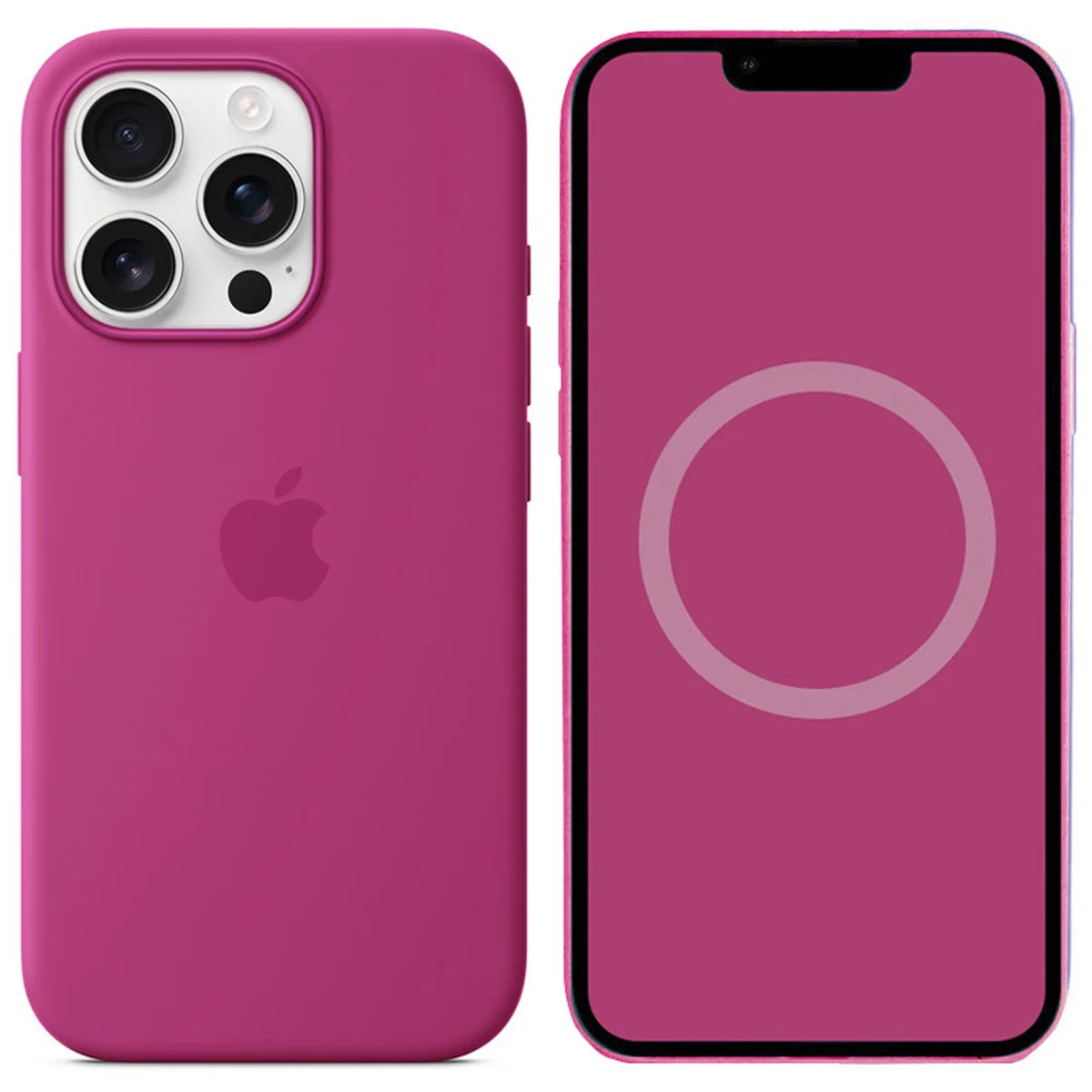 Чехол Silicone case (AAA) full with Magsafe and Animation для Apple iPhone 16 Pro Max (6.9") Fuchsia