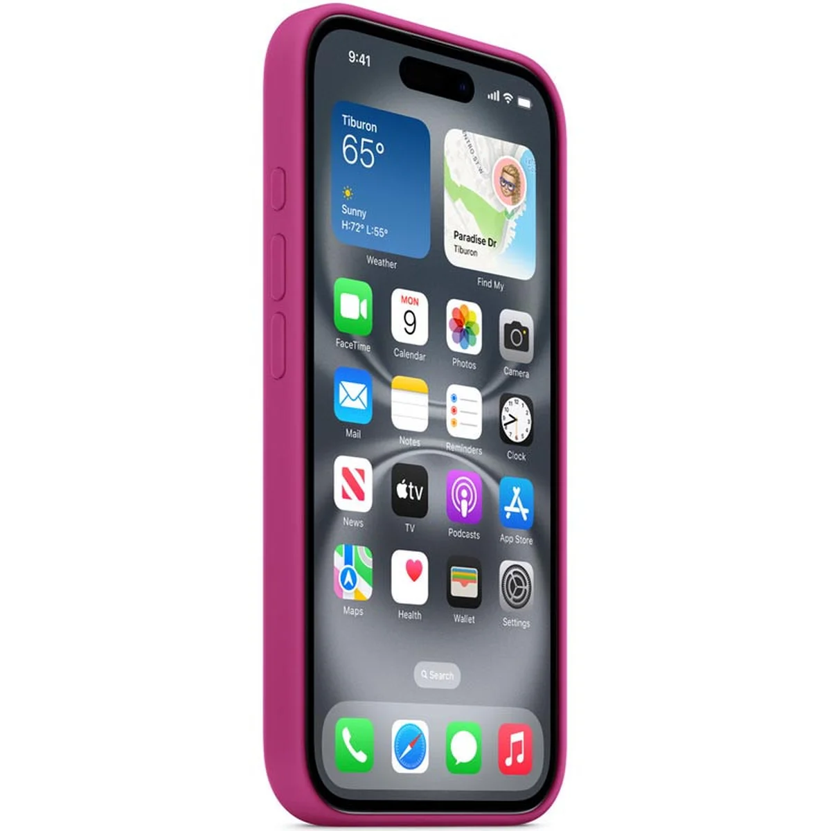 Чехол Silicone case (AAA) full with Magsafe and Animation для Apple iPhone 16 Pro Max (6.9") Fuchsia