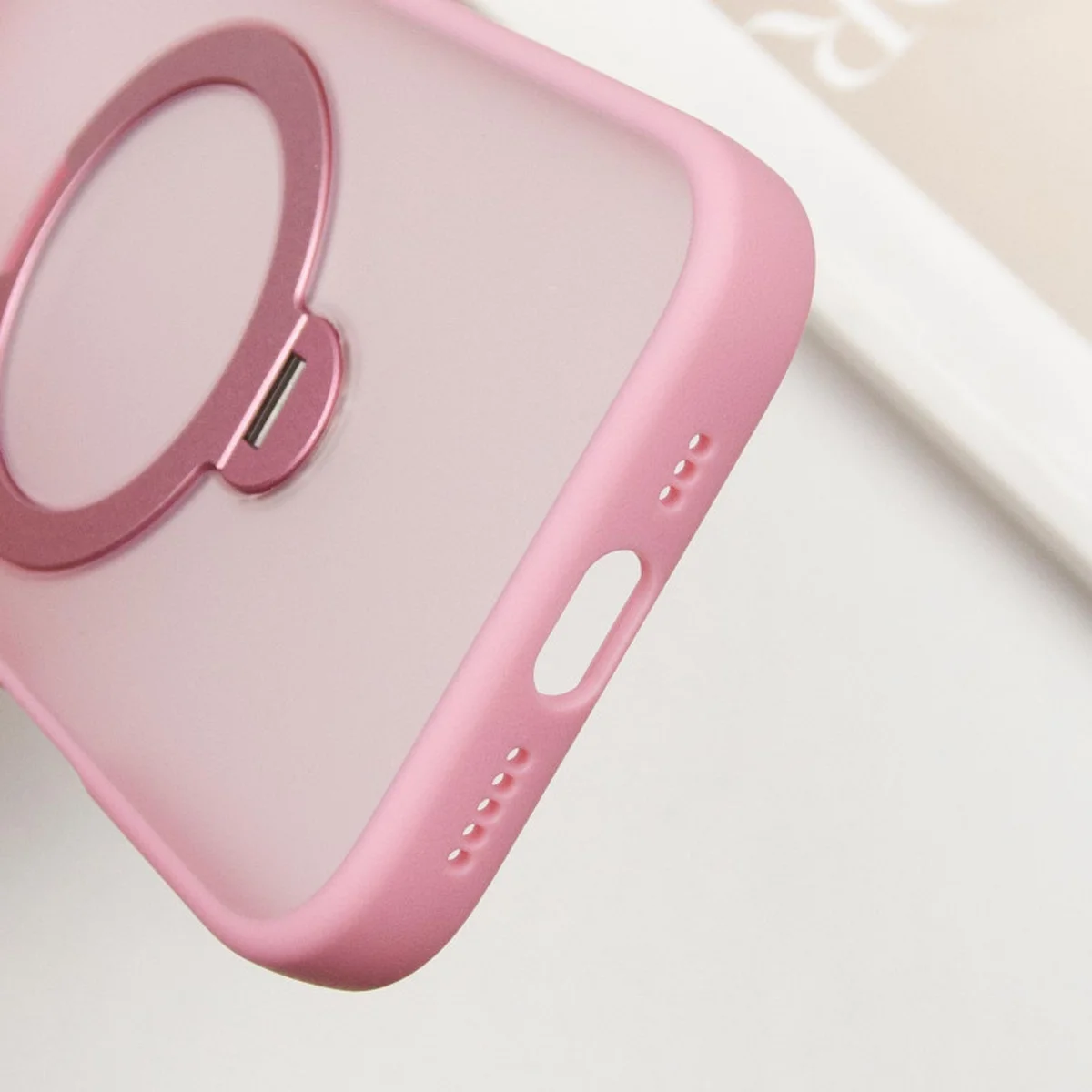 TPU+PC чохол Metal Buttons with MagSafe Colorful HQ Ring для Apple iPhone 16 Pro Max (6.9") Pink
