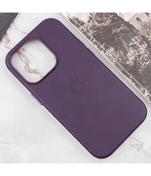 Шкіряний чохол Leather Case (AAA) з MagSafe and Animation для Apple iPhone 16 Pro Max (6.9") Dark Purple