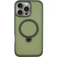 TPU+PC чохол Metal Buttons with MagSafe Colorful HQ Ring для Apple iPhone 16 Pro Max (6.9") Green