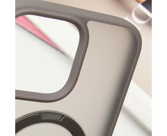 TPU+PC чохол Metal Buttons with MagSafe Colorful HQ Ring для Apple iPhone 16 Pro Max (6.9") Grey