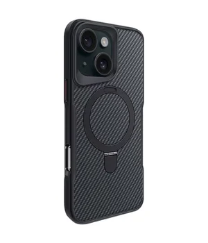 TPU+PC чехол Metal Buttons with MagSafe Carbon Ring для Apple iPhone 16 Pro Max (6.9") Черный