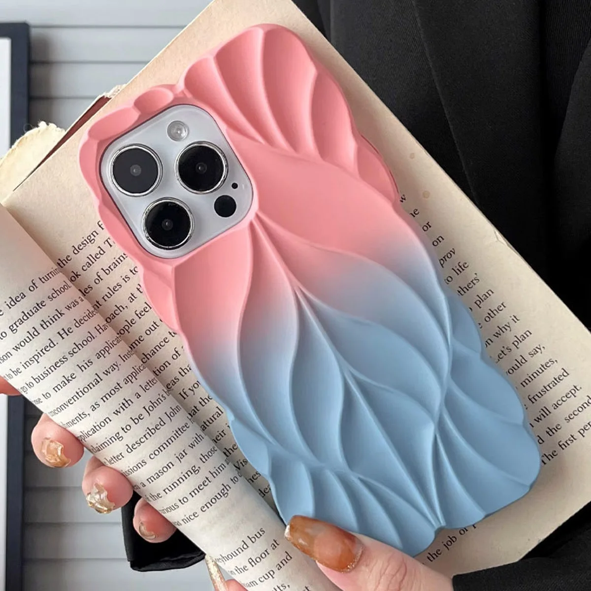 TPU чохол Leaf для Apple iPhone 16 Pro Max (6.9") Pink / Blue