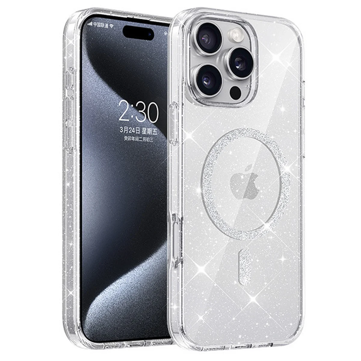 Чохол TPU Eclipse Sparkle (MagFit) для Apple iPhone 16 Pro Max (6.9") Clear