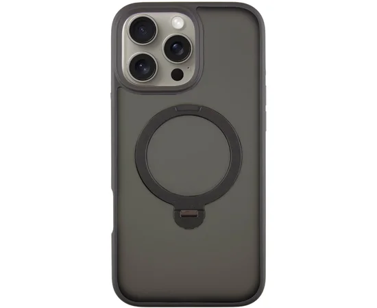 TPU+PC чехол Metal Buttons with MagSafe Colorful HQ Ring для Apple iPhone 16 Pro (6.3") Black