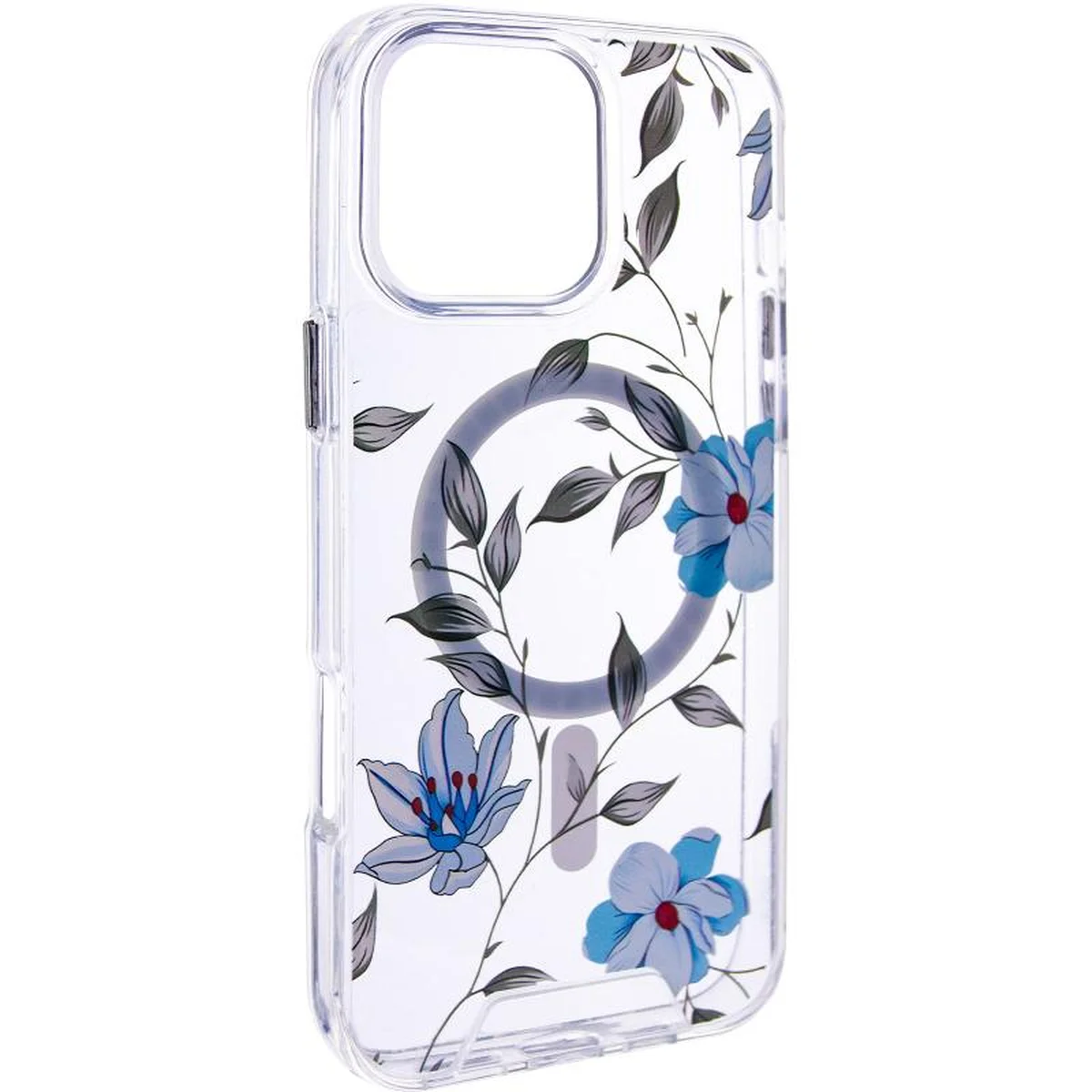 TPU+PC чехол Clear Garden with MagSafe для Apple iPhone 16 Pro (6.3") Blue Blossom
