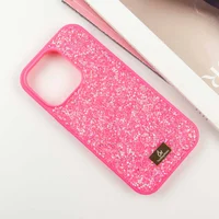 TPU чехол Bling World Rock Diamond для Apple iPhone 16 Pro (6.3") Ярко-розовый 