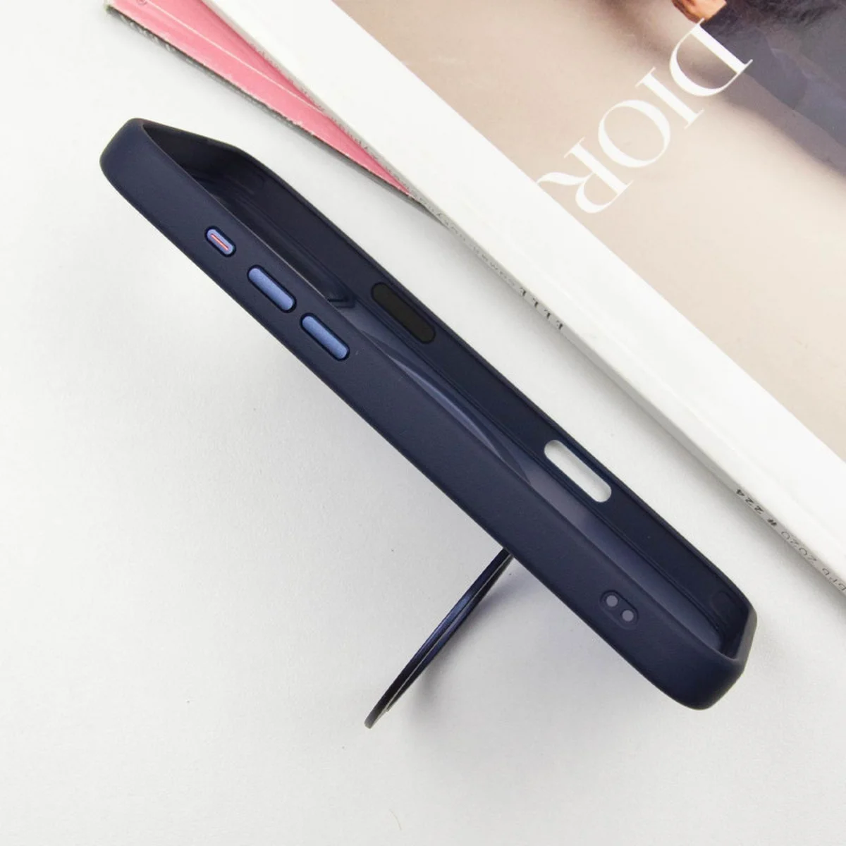 TPU+PC чехол Metal Buttons with MagSafe Colorful HQ Ring для Apple iPhone 16 Pro (6.3") Dark Blue