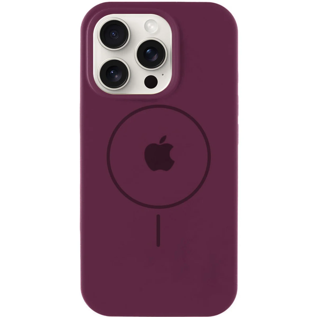 Чохол Silicone Case Full Protective (AA) with MagSafe для Apple iPhone 16 Pro (6.3") Бордовий / Plum