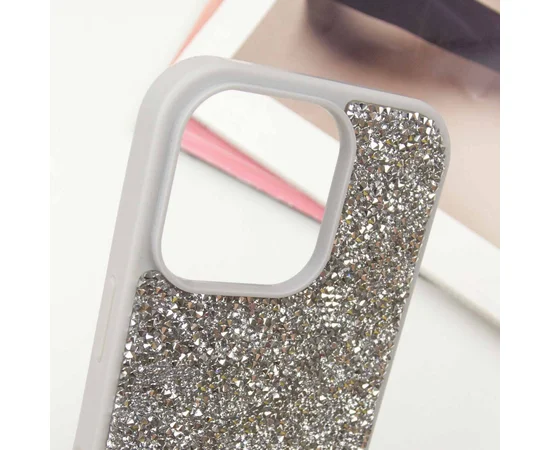 TPU чехол Bling World Rock Diamond для Apple iPhone 16 Pro (6.3") Серебряный