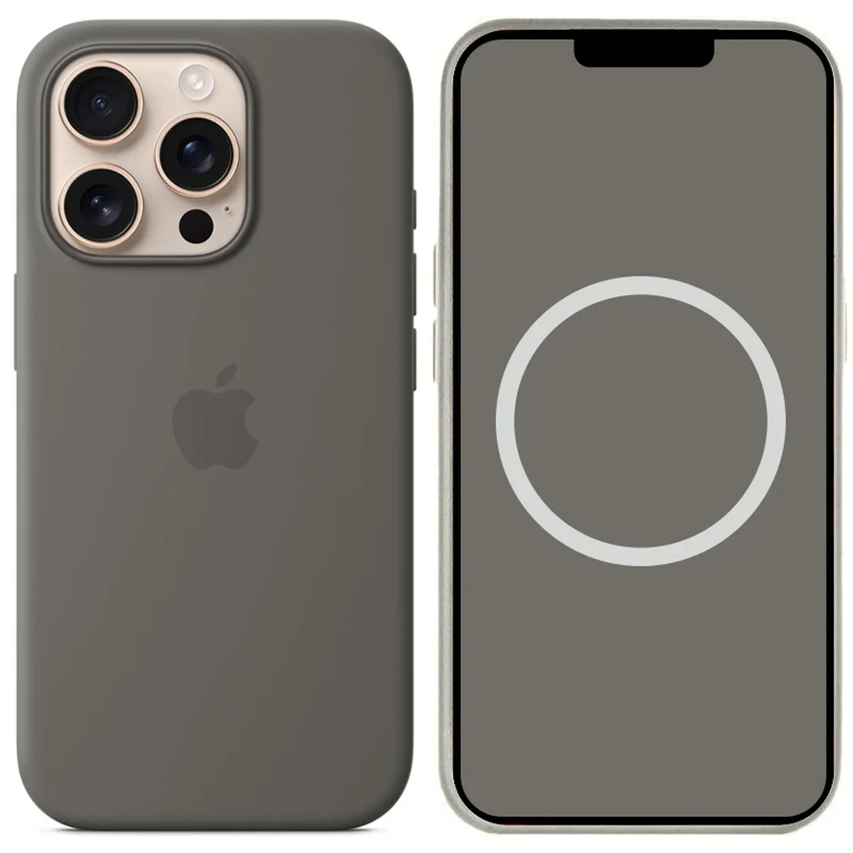 Чехол Silicone case (AAA) full with Magsafe and Animation для Apple iPhone 16 Pro (6.3") Stone Grey