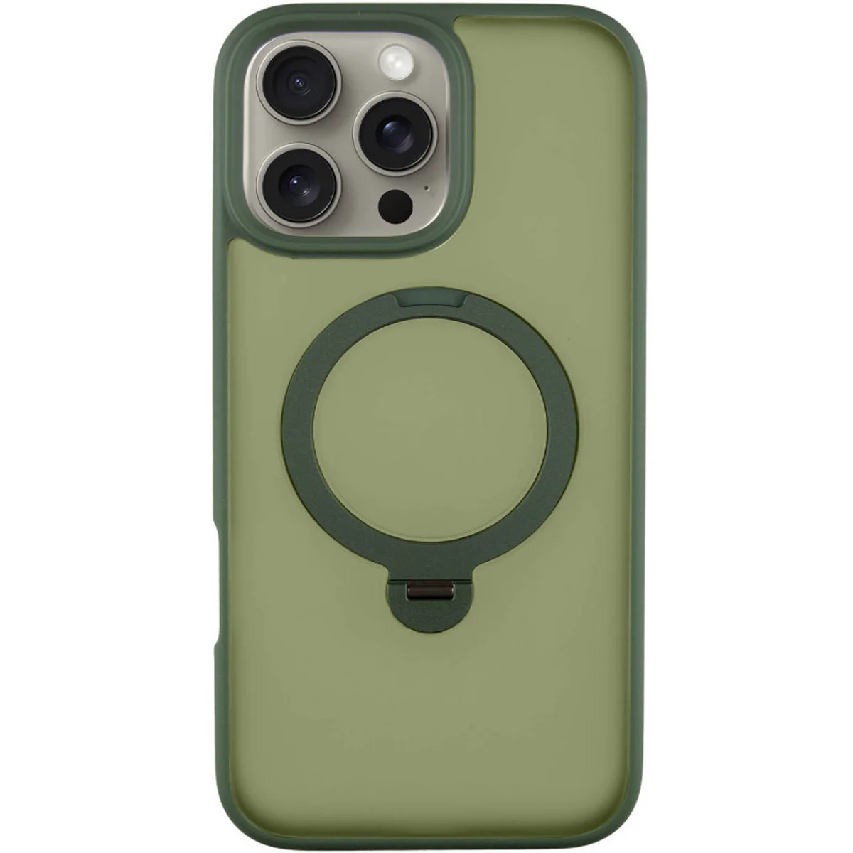 TPU+PC чехол Metal Buttons with MagSafe Colorful HQ Ring для Apple iPhone 16 Pro (6.3") Green