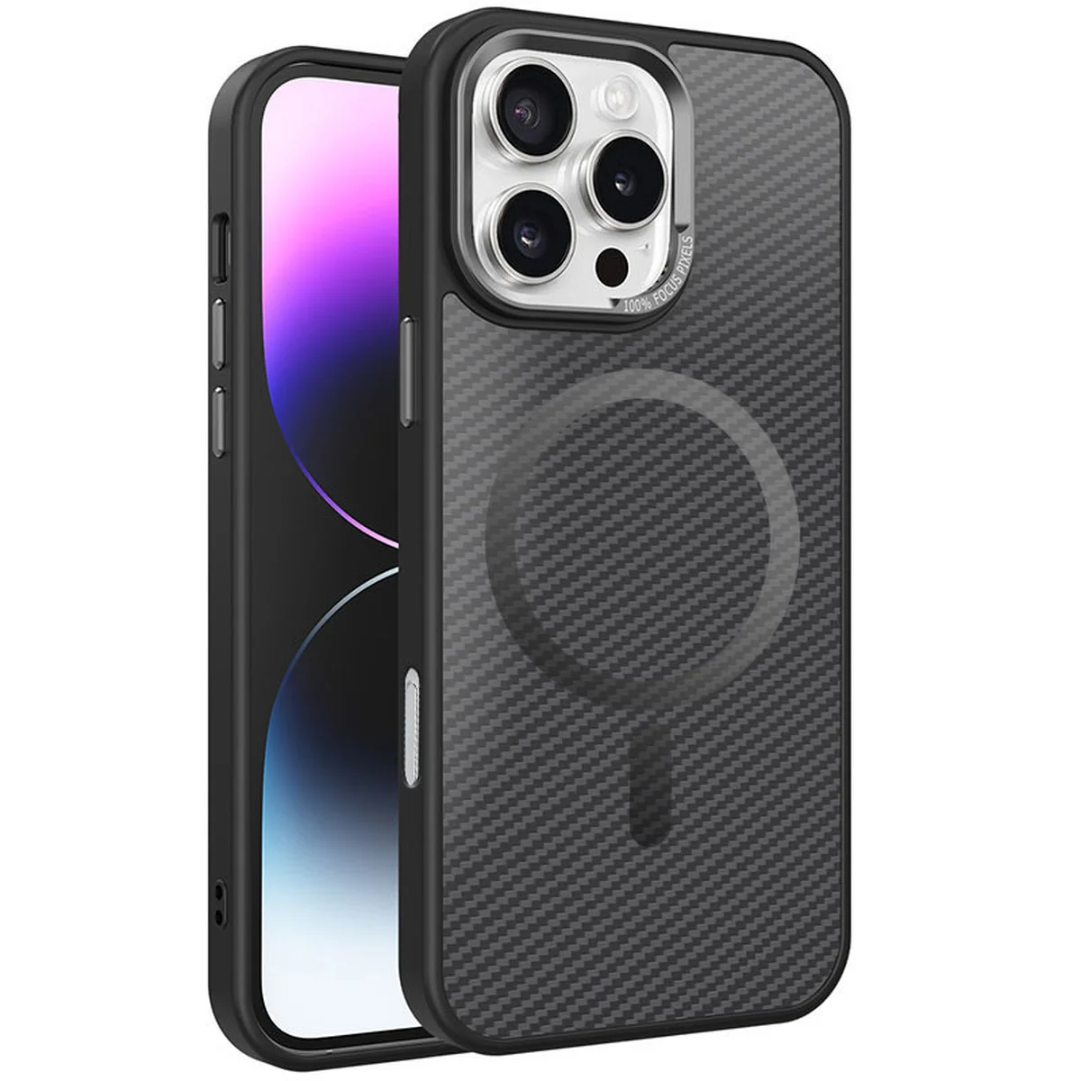 Чехол TPU+PC Carbon Mirage with MagSafe для Apple iPhone 16 Pro (6.3") Black