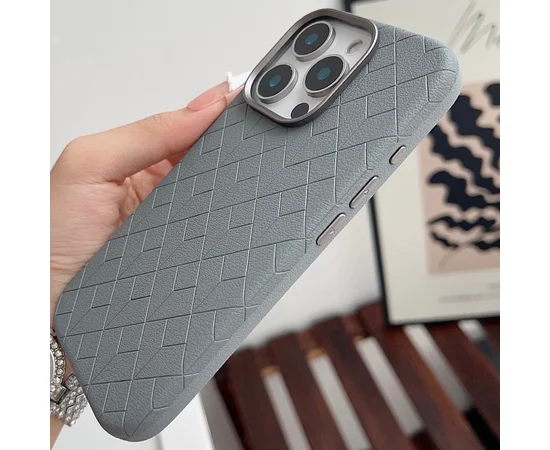 Кожаный чехол Carved with MagSafe для Apple iPhone 16 Pro (6.3") Grey