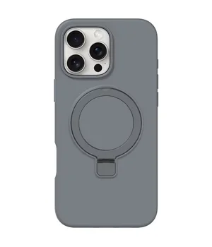 Чехол Silicone Case Full Protective NO LOGO with Ring для Apple iPhone 16 Pro (6.3") Grey