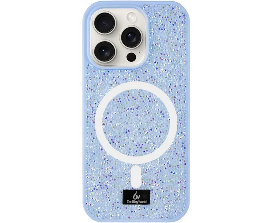 TPU чехол Bling World Rock Diamond with MagSafe для Apple iPhone 16 Pro (6.3") Light blue