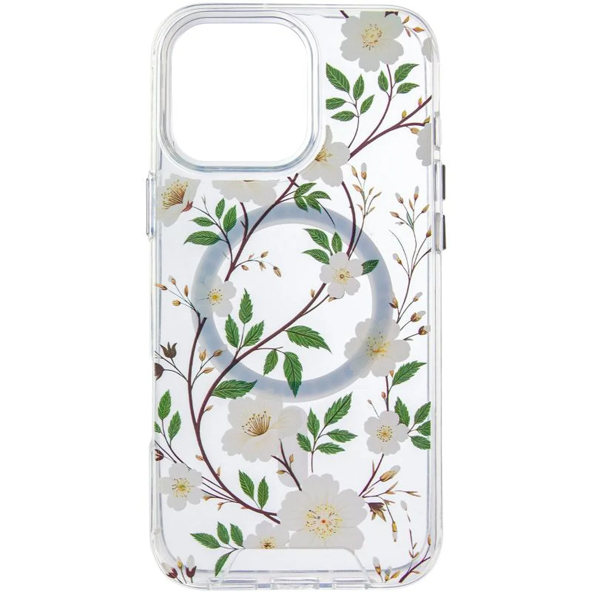 TPU+PC чехол Clear Garden with MagSafe для Apple iPhone 16 Pro (6.3") White Gardenia