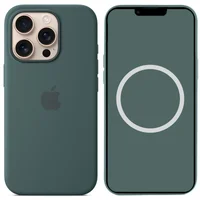 Чохол Silicone case (AAA) з Magsafe and Animation (button) для Apple iPhone 16 Pro (6.3") Lake Green