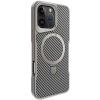 TPU+PC чохол Metal Buttons with MagSafe Carbon Ring для Apple iPhone 16 Pro (6.3") Сірий
