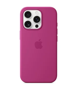 Чохол Silicone case (AAA) with Magsafe and Animation (button) для Apple iPhone 16 Pro (6.3") Fuchsia