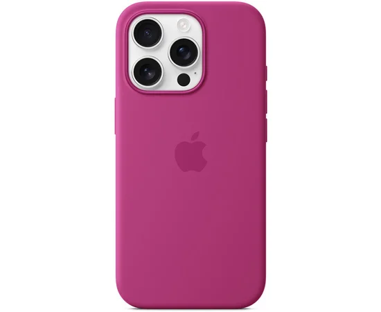 Чехол Silicone case (AAA) with Magsafe and Animation (button) для Apple iPhone 16 Pro (6.3") Fuchsia