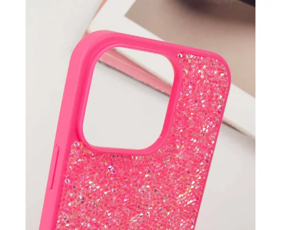 TPU чохол Bling World Rock Diamond для Apple iPhone 16 Pro (6.3") Яскраво-рожевий 