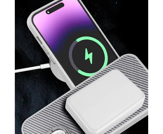 Чехол TPU+PC Carbon with MagSafe для Apple iPhone 16 Pro (6.3") Grey