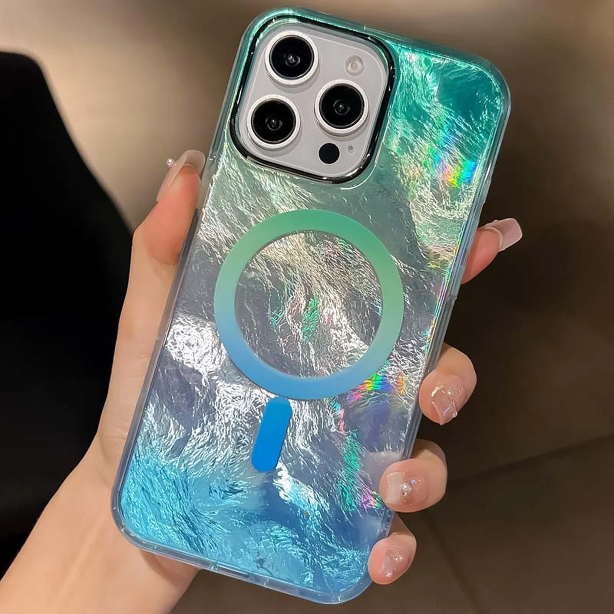 Чехол TPU Shiny Mountain (MagFit) для Apple iPhone 16 Pro (6.3") Green / Blue
