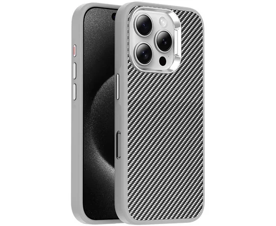 Чехол TPU+PC Carbon with MagSafe для Apple iPhone 16 Pro (6.3") Grey