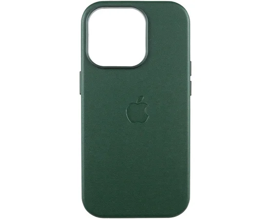 Кожаный чехол Leather Case (AAA) with MagSafe and Animation для Apple iPhone 16 Pro (6.3") Green