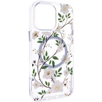 TPU+PC чехол Clear Garden with MagSafe для Apple iPhone 16 Pro (6.3") White Gardenia