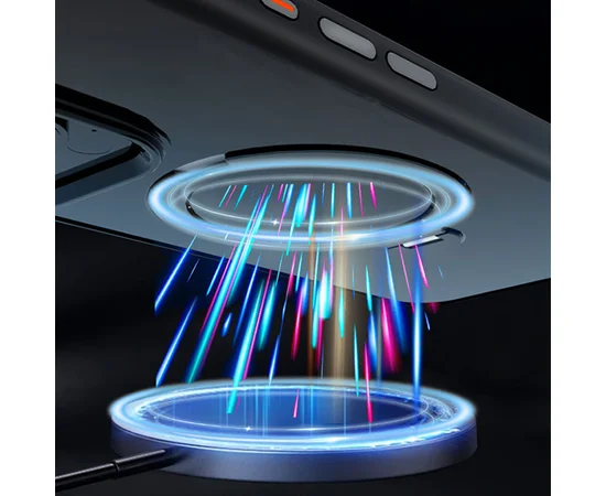 TPU+PC чехол Metal Buttons with MagSafe Colorful HQ Ring для Apple iPhone 16 Pro (6.3") Black