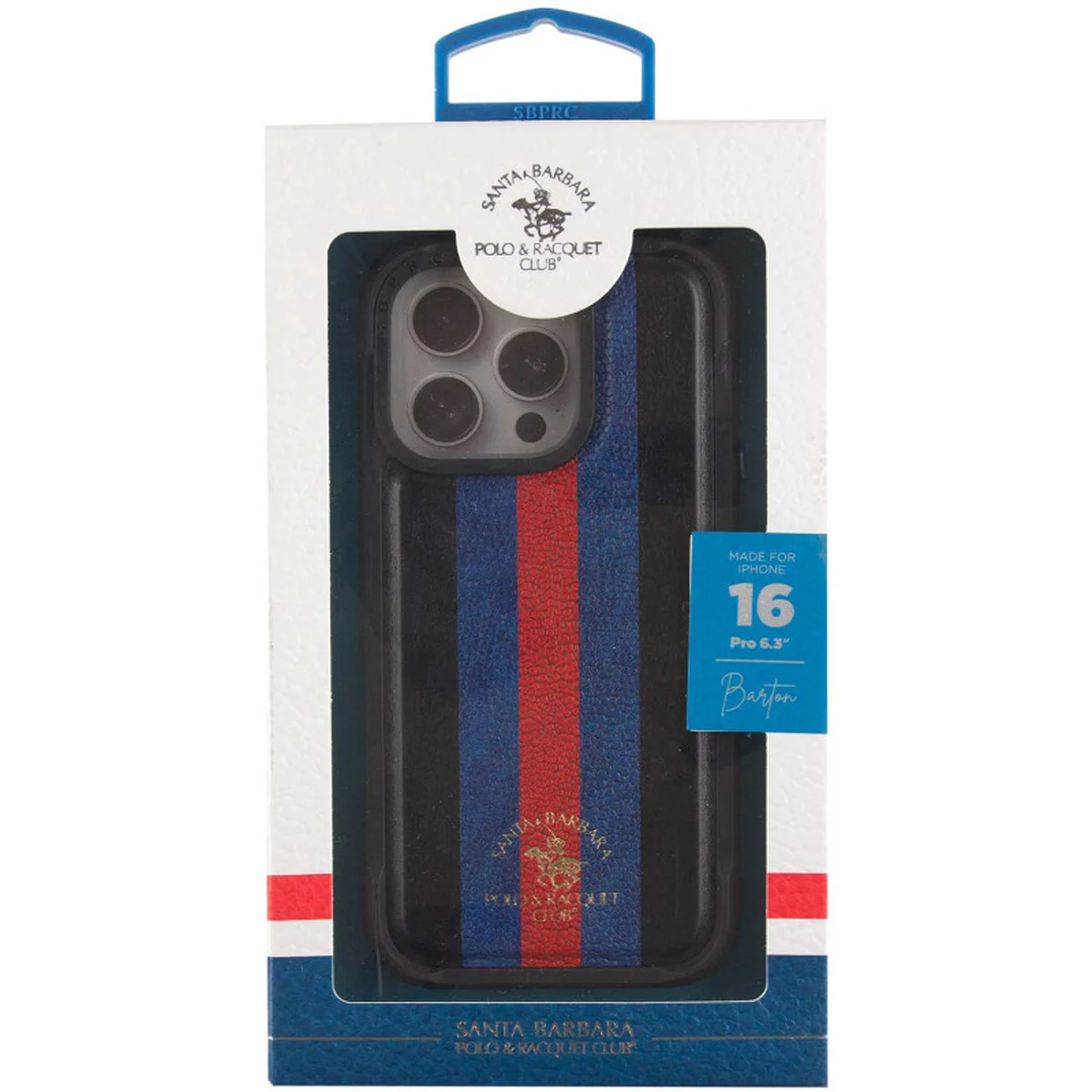 Кожаный чехол Polo Santa Barbara Barton для Apple iPhone 16 Pro (6.3") Black / Navy
