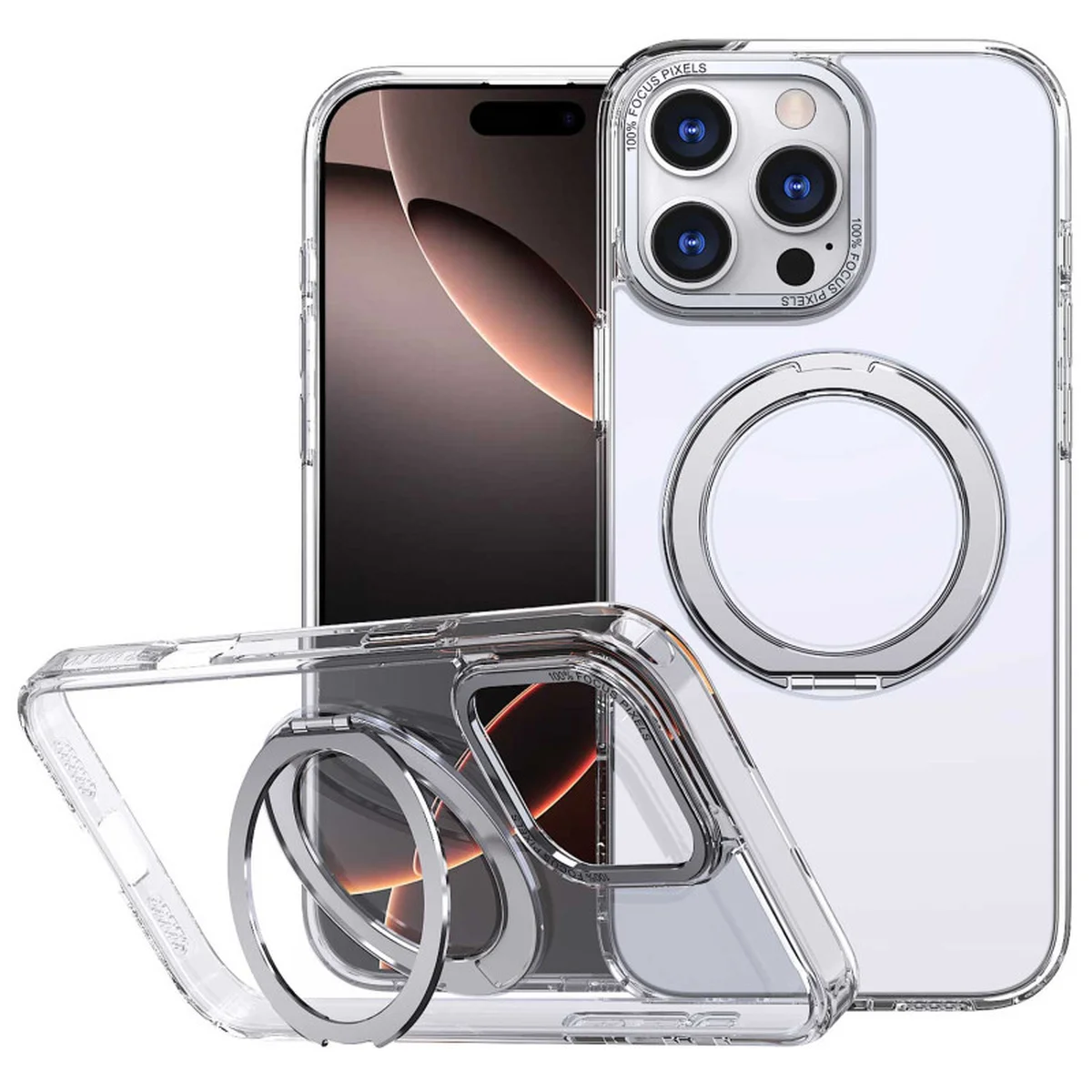 Чехол TPU+PC Empire with MagSafe and Ring для Apple iPhone 16 Pro (6.3") Clear