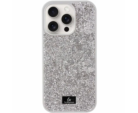 TPU чехол Bling World Rock Diamond для Apple iPhone 16 Pro (6.3") Серебряный