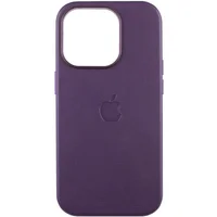 Кожаный чехол Leather Case (AAA) with MagSafe and Animation для Apple iPhone 16 Pro (6.3") Dark Purple