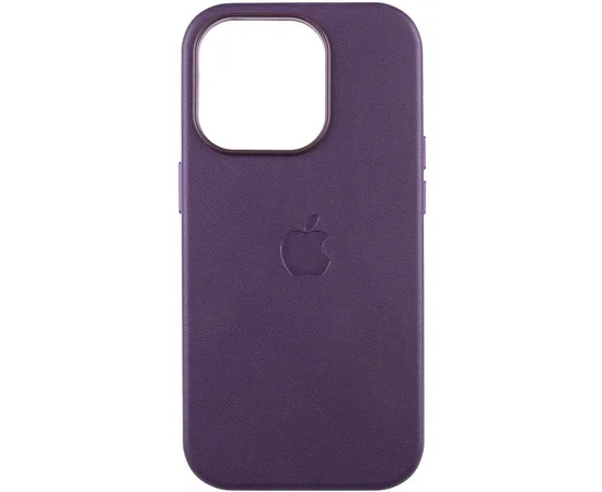 Кожаный чехол Leather Case (AAA) with MagSafe and Animation для Apple iPhone 16 Pro (6.3") Dark Purple