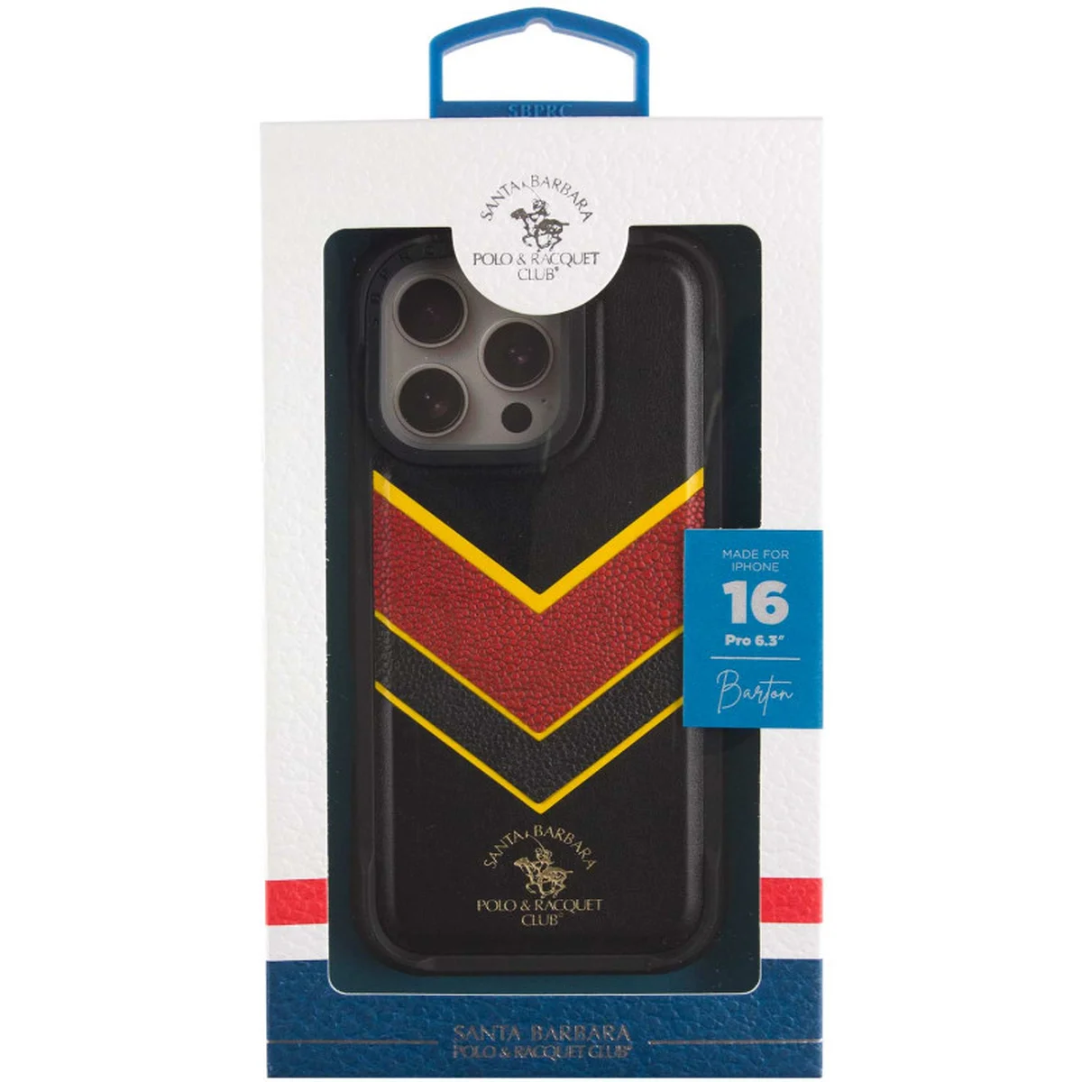 Кожаный чехол Polo Santa Barbara Barton для Apple iPhone 16 Pro (6.3") Black / Yellow