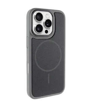 Чехол PC TechWoven Hybrid with MagSafe для Apple iPhone 16 Pro (6.3") Grey / Black