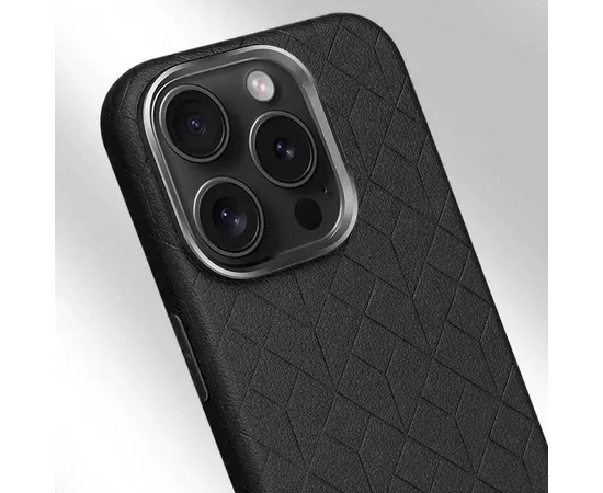 Кожаный чехол Carved with MagSafe для Apple iPhone 16 Pro (6.3") Black