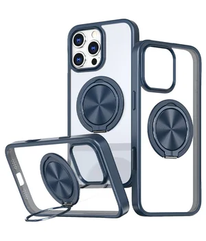 TPU+PC чехол Metal Ring with MagSafe для Apple iPhone 16 Pro (6.3") Синий