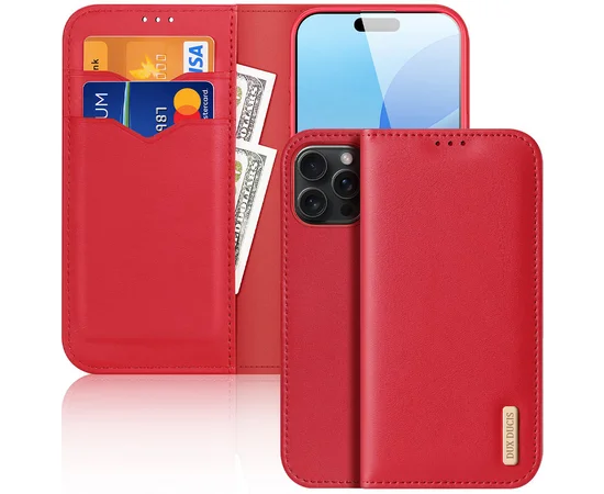 Чехол-книжка Dux Ducis Hivo для Apple iPhone 16 Pro (6.3") Red