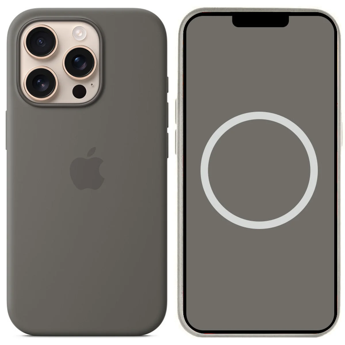 Чохол Silicone case (AAA) with Magsafe and Animation (button) для Apple iPhone 16 Pro (6.3") Stone Grey