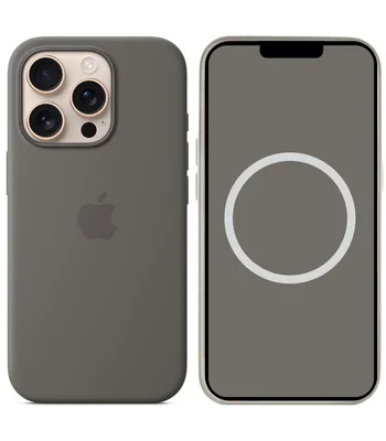 Чехол Silicone case (AAA) with Magsafe and Animation (button) для Apple iPhone 16 Pro (6.3") Stone Grey