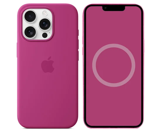 Чехол Silicone case (AAA) with Magsafe and Animation (button) для Apple iPhone 16 Pro (6.3") Fuchsia