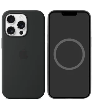 Чехол Silicone case (AAA) full with Magsafe and Animation для Apple iPhone 16 Pro (6.3") Black