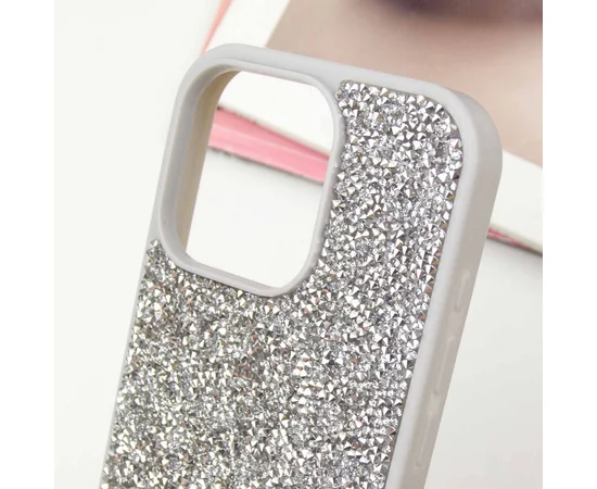 TPU чехол Bling World Rock Diamond для Apple iPhone 16 Pro (6.3") Серебряный