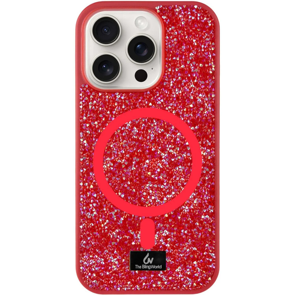 TPU чехол Bling World Rock Diamond with MagSafe для Apple iPhone 16 Pro (6.3") Red